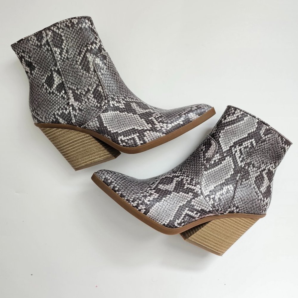 Express Snakeskin Print Bootie, Like New Boot Siz… - image 1